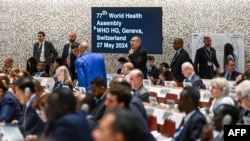 FILE - Delegates attend the opening day of the 77th World Health Assembly in Geneva, May 27, 2024. The WHO chief urged countries to nail down a global agreement on the handling of future pandemics after they missed a hard deadline.