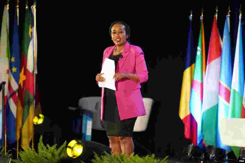 Gail Motloung, the Master of Ceremony at the 2023 Mandela Washington Summit, Washington, July 31. 2023