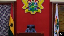 Speaker of Ghana Parliament Alban Sumana Bagbin speaks at the Parliament House in Accra, Feb. 28, 2024.