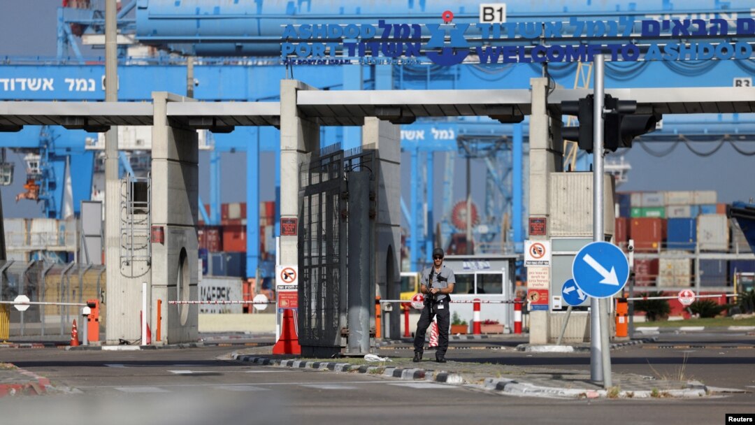 Quang cảnh cảng Ashdod sau khi nội các Israel chấp thuận cho sử dụng tạm thời cảng để chuyển hàng viện trợ đến Gaza, ngày 5/4/2024.