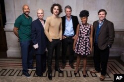 (ki-ka) Keegan-Michael Key, Olivia Colman, Timothee Chalamet, Hugh Grant, Calah Lane, Paul King di Inggris (Scott Garfitt/Invision/AP)