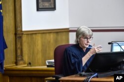 Judge Kathy Seeley presides during Held vs. Montana at the Lewis and Clark County Courthouse, June 13, 2023, in Helena, Mont.