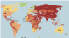 無國界記者公佈的2024年《世界新聞自由指數》展示的國際地圖。