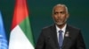 FILE - Maldives President Mohamed Muizzu speaks at the COP28 U.N. Climate Summit in Dubai, United Arab Emirates, Dec. 1, 2023. The Maldives and India are locked in a dispute as New Delhi considers the Indian Ocean archipelago to be within its sphere of influence.