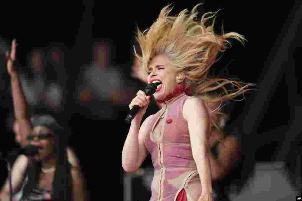 Paloma Faith performs during the Glastonbury Festival in Worthy Farm, Somerset, England.