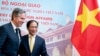 US Secretary of State Antony Blinken, left, and Vietnam's Foreign Minister Bui Thanh Son meet at the Government Guest House in Hanoi, Vietnam, April 15, 2023. 