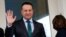 FILE - Irish Prime Minister Leo Varadkar waves from the U.S. Naval Observatory in Washington, March 15, 2024. 