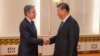 美国国务卿安东尼·布林肯(左)与中国国家主席习近平在北京人民大会堂会面。(2024年4月26日)