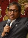 FILE - Indian journalist Ravish Kumar speaks during a press conference with the Foreign Correspondents Association of the Philippines in Manila on Sept. 6, 2019. 