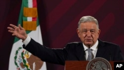 Mexican President Andres Manuel Lopez Obrador gives his regularly scheduled morning press conference at the National Palace in Mexico City, Feb. 28, 2023. The same day, he announced that electric car company Tesla has committed to building a major plant in northern Mexico.