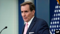 FILE - White House national security spokesperson John Kirby speaks during the daily briefing at the White House in Washington, July 8, 2024.