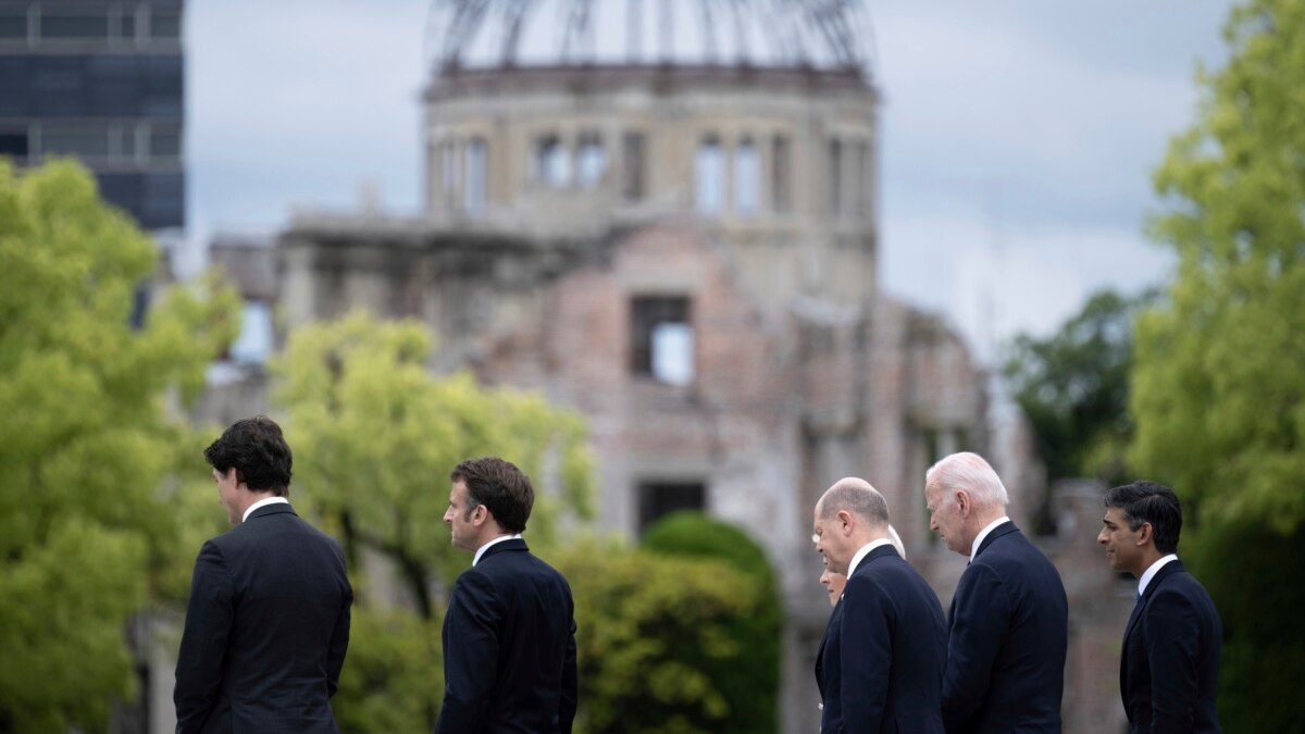 En una ciudad arrasada por la bomba atómica, los líderes del G7 lidian