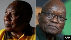 Les élections législatives sud-africaines opposeront notamment l'ANC de Cyril Ramaphosa (à g.) au MK de Jacob Zuma (à dr.).