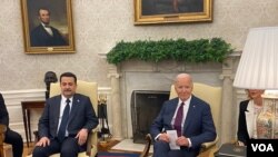 Serokê Amerîka Joe Biden û Serokwezîrê Îraqê Mihemed Şîa al-Sudanî, 15 Nîsan,2024, Qesra Sipî, Washington,DC.