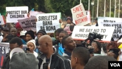Members of Evangelical churches hold placards during an anti-homosexuality protest in Gaborone, July 22, 2023. (Mqondisi Dube/VOA)