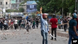 Students clash over quota system at Jahangir Nagar University at Savar outside Dhaka, Bangladesh, July 15, 2024.