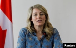 FILE - Canada Foreign Affairs Minister Melanie Joly speaks during her official visit to Nairobi, Kenya, May 2, 2023.