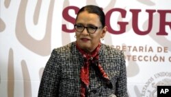 La secretaria de Seguridad Pública de México, Rosa Icela Rodríguez, asiste a una conferencia de prensa en la Ciudad de México, el jueves 5 de enero de 2023.