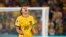 Australia's Sam Kerr celebrates after scoring during a penalty shootout in the Women's World Cup quarterfinal soccer match against France in Brisbane, Australia, on Aug. 12, 2023.