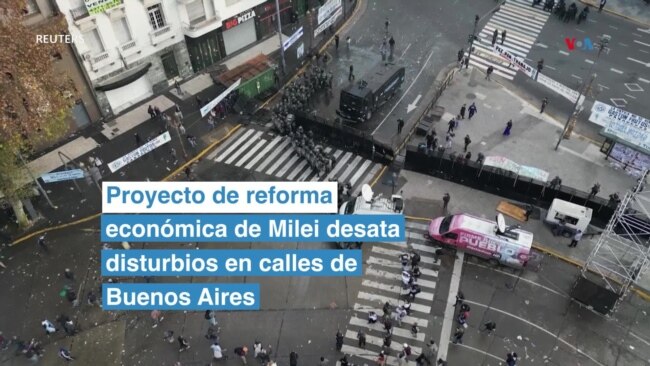 Proyecto de reforma económica de Milei desata disturbios en calles de Buenos Aires Proyecto de reforma económica de Milei desata disturbios en calles de Buenos Aires