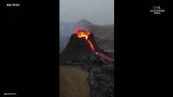 Անօդաչու թռչող սարքի կադրերում երևում է Իսլանդիայի Լիտլի Հրուտուր հրաբխից ժայթքող լավան_2.mp4