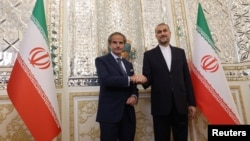 International Atomic Energy Agency Director General Rafael Grossi meets with Iran's Foreign Minister Hossein Amirabdollahian in Tehran, Iran, May 6, 2024. (Majid Asgaripour/WANA via Reuters)
