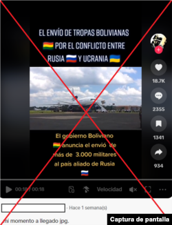 Captura de pantalla de desinformación en TikTok.