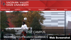 Screenshot of website of Saginaw Valley State University in Michigan, where Kadiatou Sow from Conakry, Guinea, is studying.