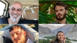 گروگان‌های نجات یافته نوآ آرگامانی [پایین راست]، آلموگ مایر جان [پایین سمت چپ]، آندری کوزلوف [بالا سمت راست] و شلومی زیو [بالا سمت چپ]