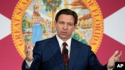 FILE - Florida Gov. Ron DeSantis speaks at a news conference in Miami, May 9, 2023.