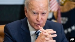 FILE - President Joe Biden speaks during a meeting on combating fentanyl, in the Roosevelt Room of the White House, Nov. 21, 2023.