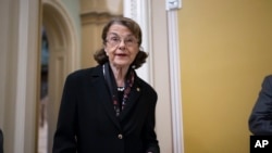 FILE - California Senator Dianne Feinstein at the Capitol in Washington, Dec. 8, 2022. The longtime politician announced Feb. 14, 2023, that she will not run for reelection in 2024.