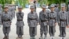 資料照：中國山西省太原市的小學生參加暑期軍訓班。(2021年9月5日)