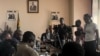 Zimbabwe journalists are seen at the country's Zanu PF headquarters in Harare, May 23, 2023, discussing with ruling party officials how to ensure they are not targeted by political violence during elections later this year. (Columbus Mavhunga/VOA)