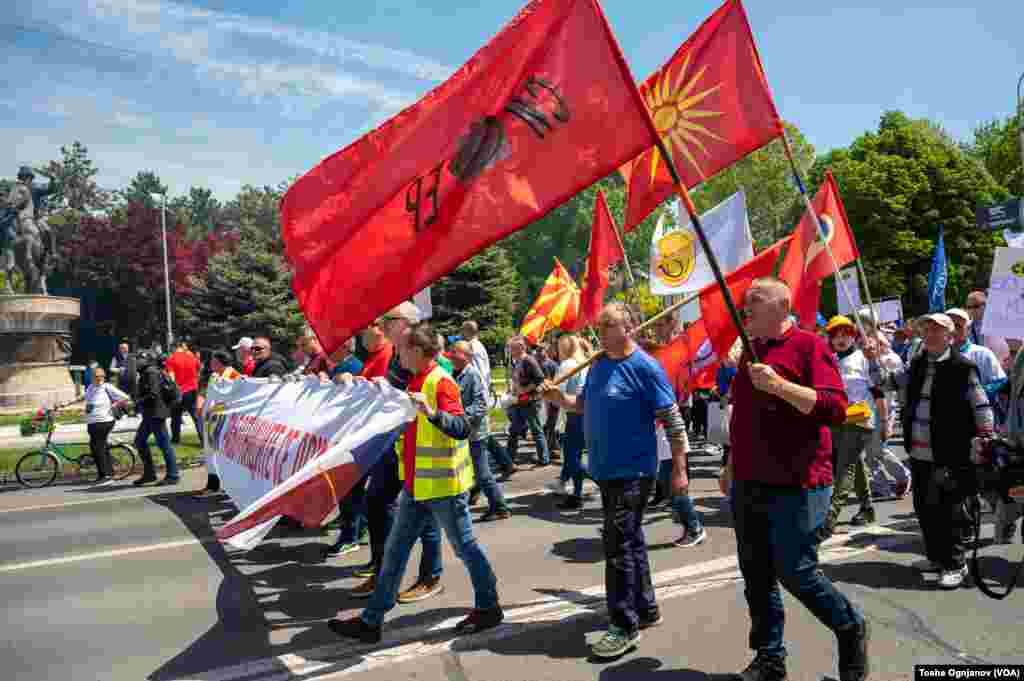 Први мај, Ден на трудот. Синдикален протест во Скопје за повисоки плати и за достоинствени работнички права