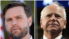 U.S. Senator JD Vance speaks at a campaign event at Shelby Township, Michigan, on Aug. 7, 2024. Minnesota Governor Tim Walz speaks at a campaign rally in Las Vegas, Nevada, Aug. 10, 2024. The vice-presidential nominees have agreed to a debate on Oct. 1.