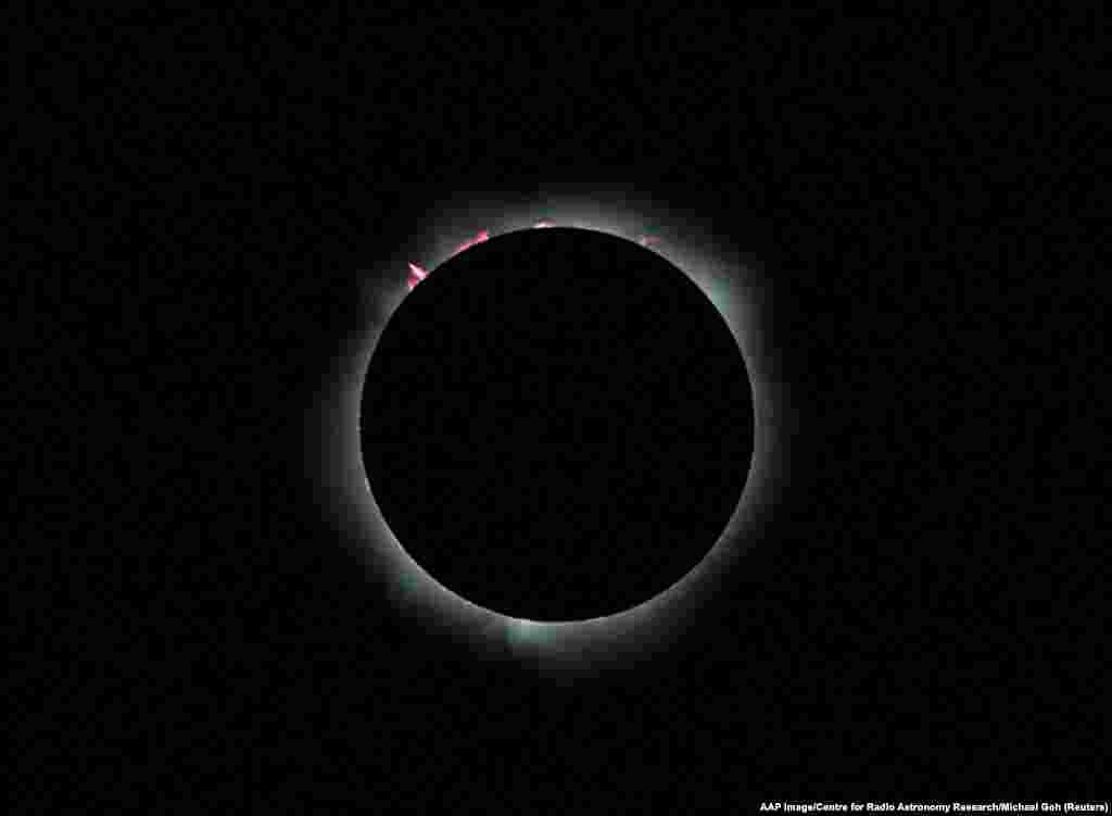 A total solar eclipse is seen in Exmouth, Western Australia.
