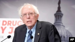 FILE - Sen. Bernie Sanders of Vermont speaks during a news conference at the Capitol in Washington, Jan. 25, 2024. 