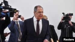 Russian Foreign Minister Sergei Lavrov attends a meeting with his Serbian counterpart Ivica Dacic in Moscow, March 21, 2024. Lavrov will visit China on April 8, 2024 to discuss the war in Ukraine and the deepening partnership between Moscow and Beijing.
