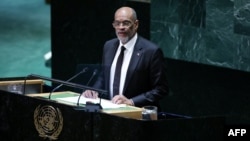 Le Premier ministre haïtien Ariel Henry lors de la 78e Assemblée générale des Nations Unies au siège de l'ONU, le 22 septembre 2023.