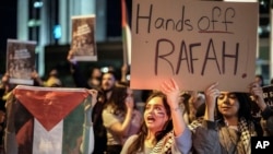 Demonstrators protest in solidarity with Gaza, outside the Israeli Consulate in Istanbul, May 6, 2024.