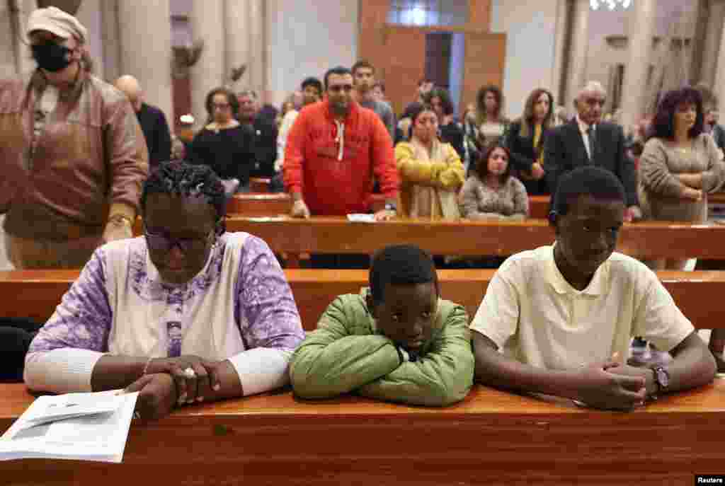 Christians celebrate Mass at the Armenian Catholic Church, in Cairo, Egypt, December 24, 2023.&nbsp;