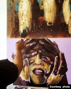 Zimbabwean artist Solomon Mahlatini's work