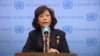 Noeleen Heyzer, Special Envoy of the Secretary-General on Myanmar, briefs reporters at UN Headquarters. (Photo: Screenshot UN TV)