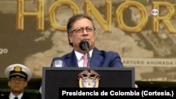 El presidente de Colombia, Gustavo Petro, durante un discurso en la Escuela Militar de Cadetes General José María Córdova. Foto Cortesía: Presidencia de Colombia.