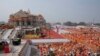 Pembukaan kuil yang didedikasikan untuk Dewa Ram Hindu di Ayodhya, India, Senin, 22 Januari 2024. (AP/Rajesh Kumar Singh)