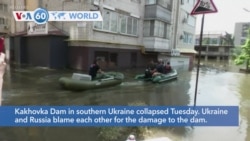 VOA60 World - Ukraine: Residents of Kherson continue to evacuate by boat through flooded streets