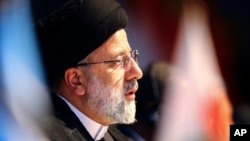 Iran President Ebrahim Raisi addresses the 15th BRICS Summit, in Johannesburg, South Africa, Aug. 24, 2023. The BRICS leaders announced that they would welcome Iran, Argentina, Egypt, Ethiopia, Saudi Arabia and the United Arab Emirates into the bloc.