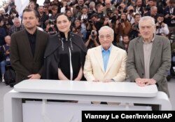 Leonardo DiCaprio, Lily Gladstone, Martin Scorsese, Robert De Niro di Cannes International Film Festival (Vianney Le Caer/Invision/AP)