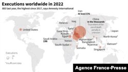 국제앰네스티 '2022년 세계 사형 집행 지도' (자료사진)